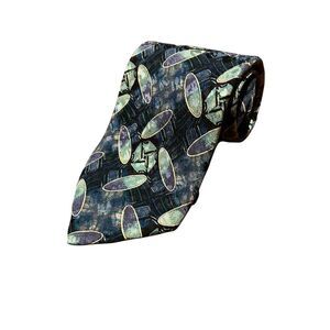 Brioni Necktie Vintage Mens Multicolor Silk‎ Abstract Italy Gold Chain